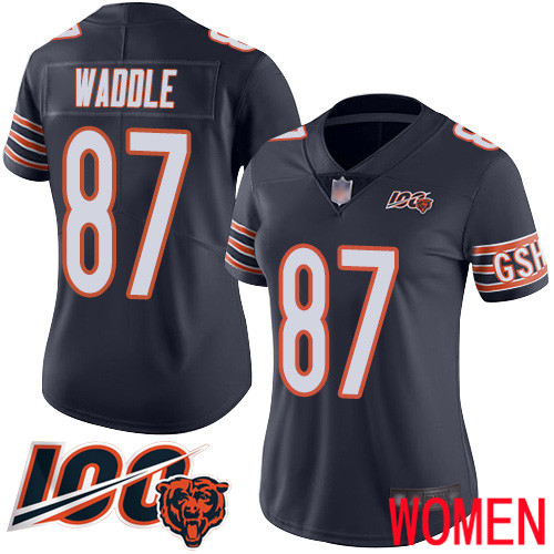 Chicago Bears Limited Navy Blue Women Tom Waddle Home Jersey NFL Football #87 100th Season